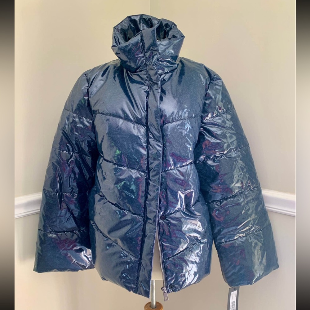 Betsy Johnson Shiny Blue Puffer Jacket
